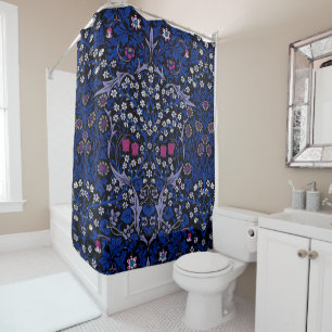 Blue Vintage Floral Pattern, William Morris Shower Curtain