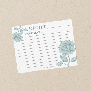 Blue Vintage Floral Recipe Card