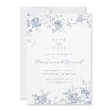 Blue Vintage Floral Save the Date