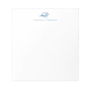 Blue Vintage Floral Shell Personalized Notepad