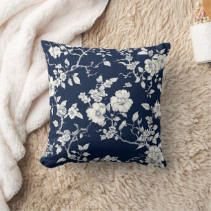 Blue Vintage Floral Toile Pattern (12) Cushion