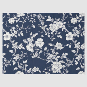 Blue Vintage Floral Toile Pattern (12) Tissue Paper