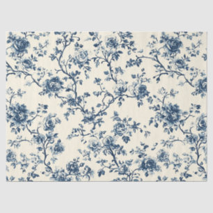 Blue Vintage Floral Toile Pattern (2) Tissue Paper