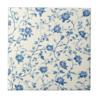 Blue Vintage Floral Toile Pattern (3)