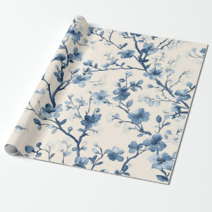 Blue Vintage Floral Toile Pattern (4) Wrapping Paper