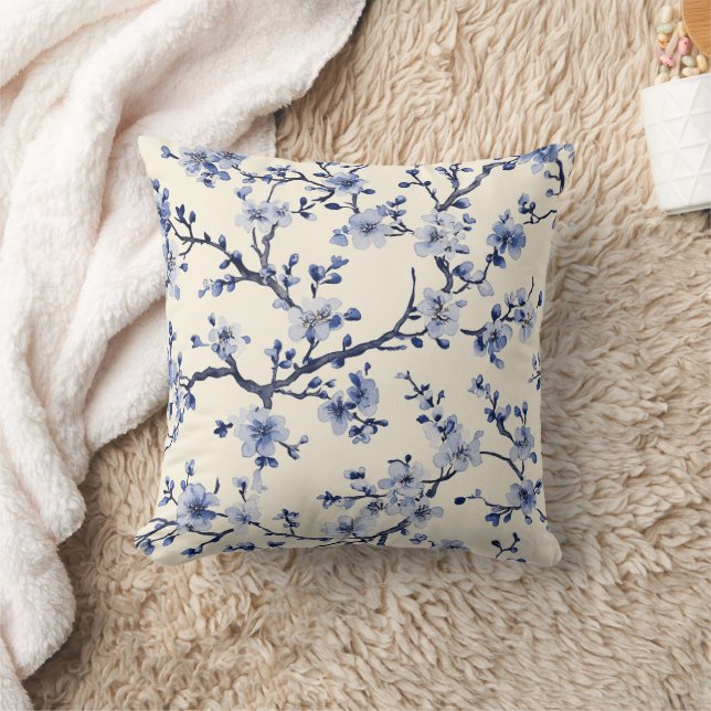 Blue Vintage Floral Toile Pattern (5) Cushion (Blanket)
