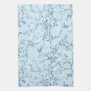 Blue Vintage Floral Toile Pattern (7) Tea Towel