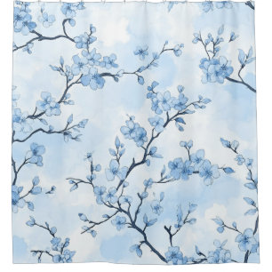 Blue Vintage Floral Toile Pattern (8) Shower Curtain