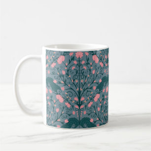 Blue Vintage Floral Vine Pattern Coffee Mug