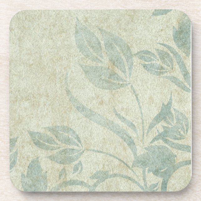 Blue Vintage Floral Vine Wedding Coaster (Front)