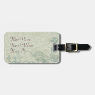 Blue Vintage Floral Vine Wedding Luggage Tag