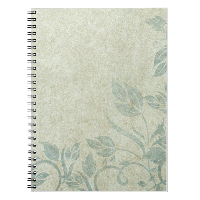 Blue Vintage Floral Vine Wedding Notebook (Front)