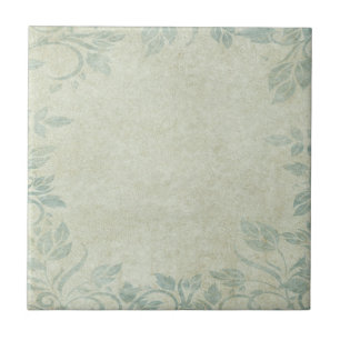 Blue Vintage Floral Vine Wedding Tile