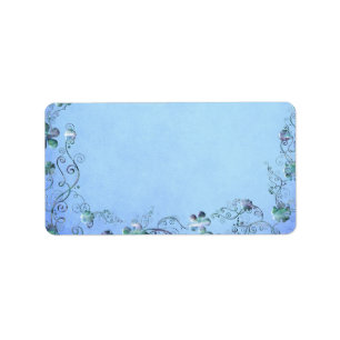 Blue Vintage Floral Wedding Label