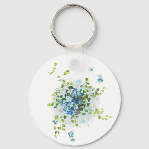 Blue Vintage Forget-Me-Nots Key Ring