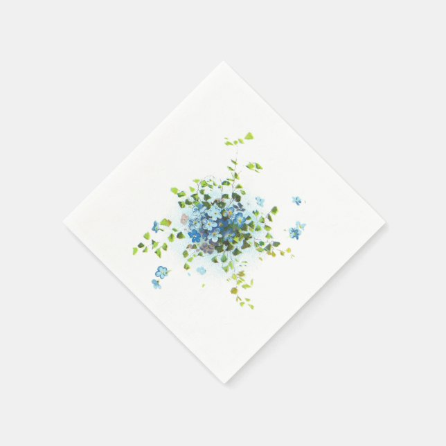 Blue Vintage Forget-Me-Nots Napkin (Corner)