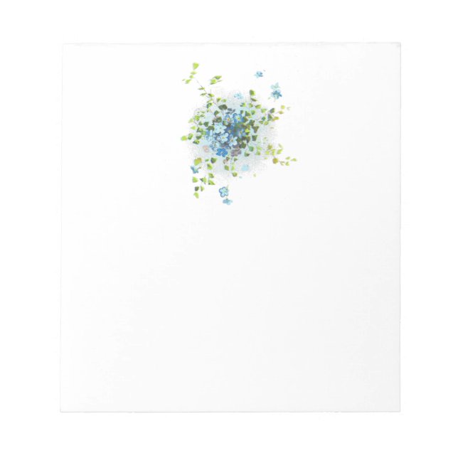 Blue Vintage Forget-Me-Nots Notepad (Front)