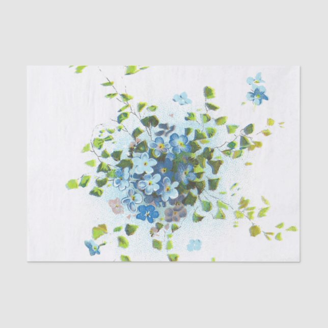 Blue Vintage Forget-Me-Nots Tissue Paper (Front)