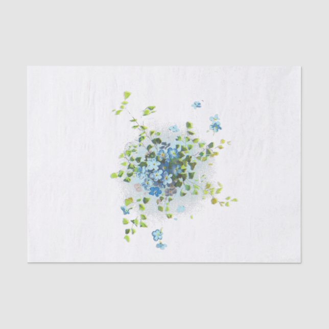 Blue Vintage Forget-Me-Nots Tissue Paper (Front)