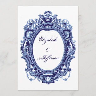 Blue Vintage Frame Wedding Invitations