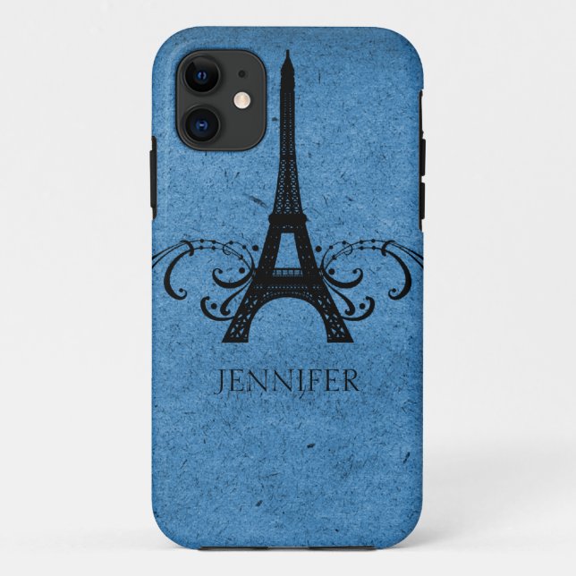 Blue Vintage French Flourish Case-Mate iPhone Case (Back)