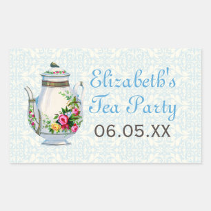 Blue Vintage French Tea Party Favour Stickers