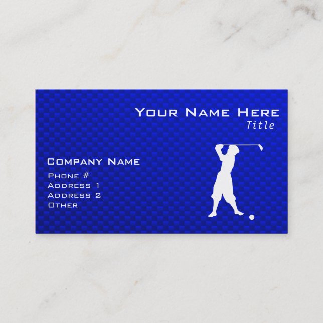 Blue Vintage Golfer Business Card (Front)