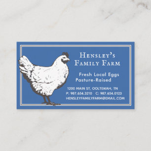 Blue Vintage Hen Egg Seller's Business Card