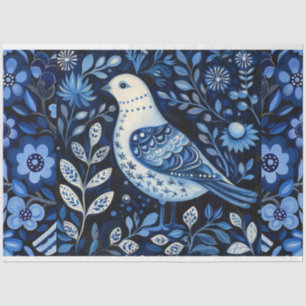 Blue Vintage Inspired Bird Collage Decoupage Tissue Paper