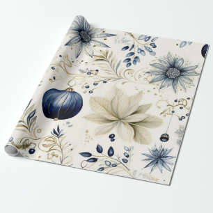 Blue Vintage Inspired Floral  Wrapping Paper