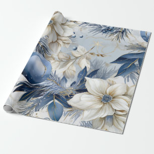 Blue Vintage Inspired Floral  Wrapping Paper