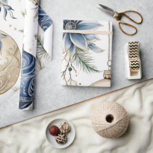 Blue Vintage Inspired Floral  Wrapping Paper