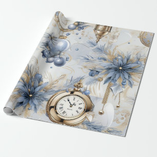 Blue Vintage Inspired Floral  Wrapping Paper