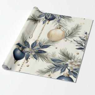 Blue Vintage Inspired Floral  Wrapping Paper