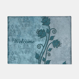 Blue Vintage Inspired Welcome Door Mat