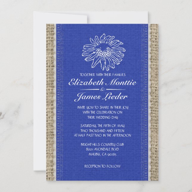 Blue Vintage Lace Wedding Invitations (Front)