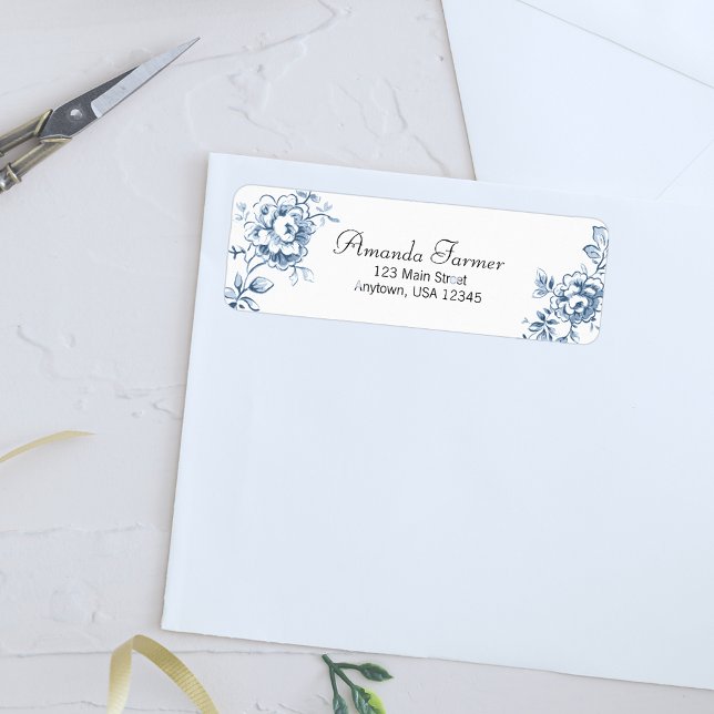 Blue Vintage Line Drawn Roses (Creator Uploaded)