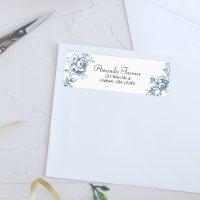 Blue Vintage Line Drawn Roses