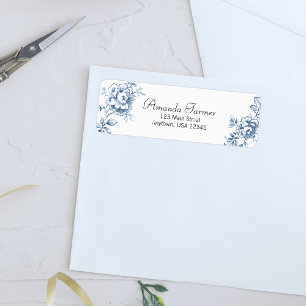 Blue Vintage Line Drawn Roses