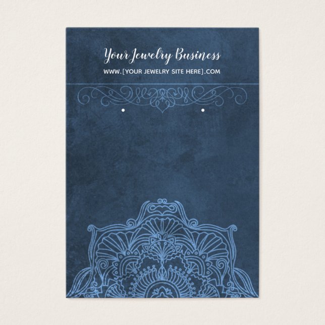 Blue Vintage Mandala Earring Display Cards (Front)
