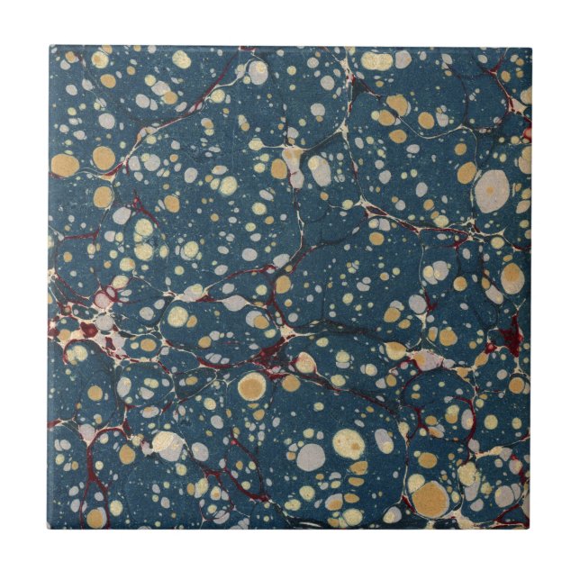 Blue Vintage Marble Texture Pattern Tile (Front)