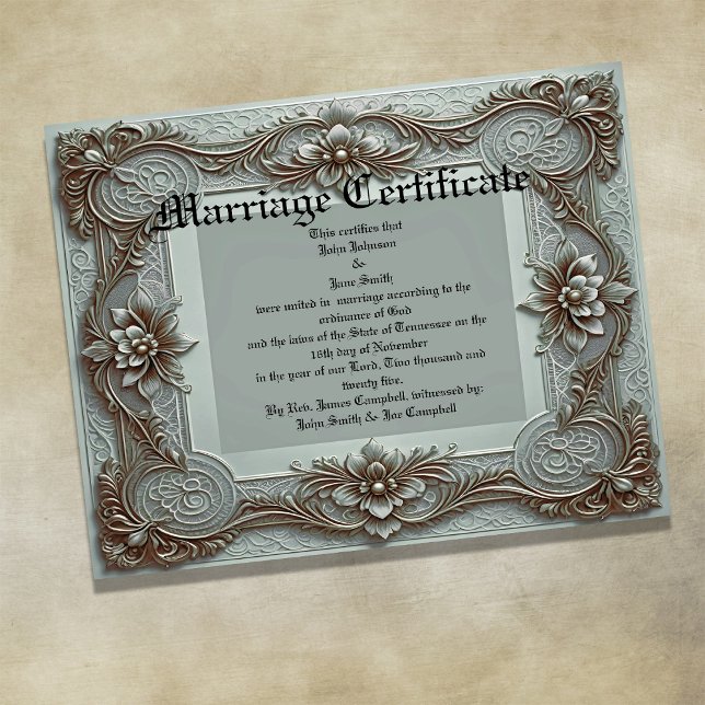 Blue Vintage Marriage Certificate Poster (Creator Uploaded)