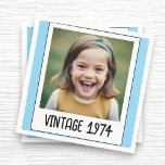 Blue Vintage Milestone Birthday Photo Keepsake Napkin<br><div class="desc">Add a touch of nostalgia to your celebration with Vintage Milestone Birthday Photo Keepsake Napkins. Featuring a charming vintage design, these napkins can be personalised with a favourite photo and birthday details, making them a unique and memorable addition to your event. Crafted from high-quality, absorbent material, they are perfect for...</div>