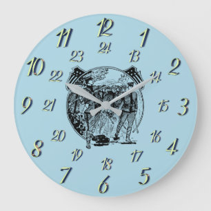 Blue Vintage Military Time Large Clock