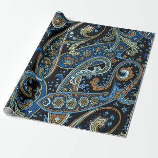 Blue Vintage Paisley Pattern Wrapping Paper