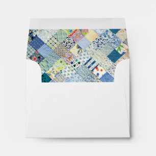 Blue Vintage Patchwork Quilt Note Card Envelope