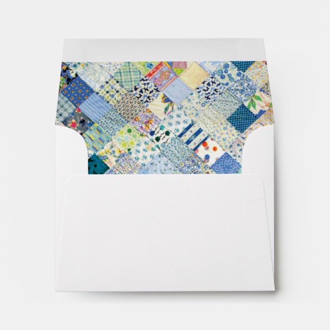 Blue Vintage Patchwork Quilt Note Card Envelope (Back (Bottom))