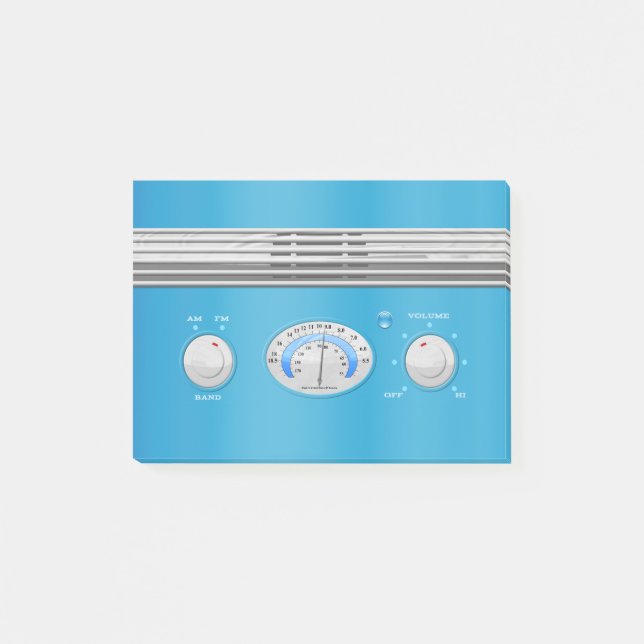 Blue Vintage Radio Post-it Notes (Front)