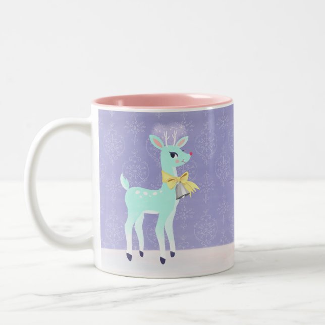 Blue Vintage Reindeer Lavender Mug (Left)