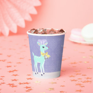 Blue Vintage Reindeer lavender Paper Cups